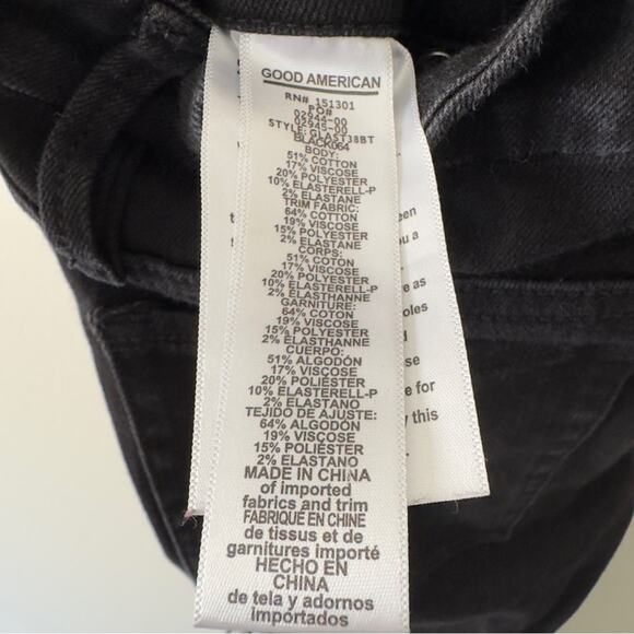 Good American Good Legs Black Skinny Jeans silver sparkle Side Stripes stretch 6 - Picture 11 of 13